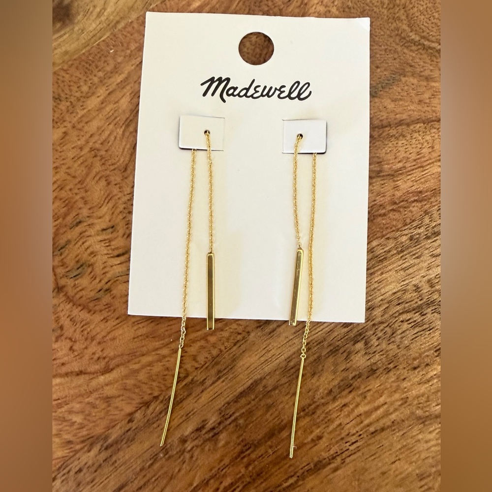 Madewell Gold Chain Bar Earrings